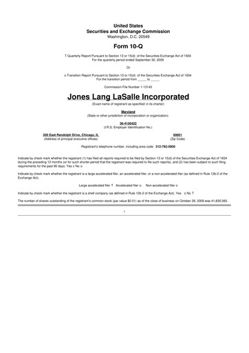 Vorschaubild Jones Lang LaSalle 10-Q Quartalsbericht  