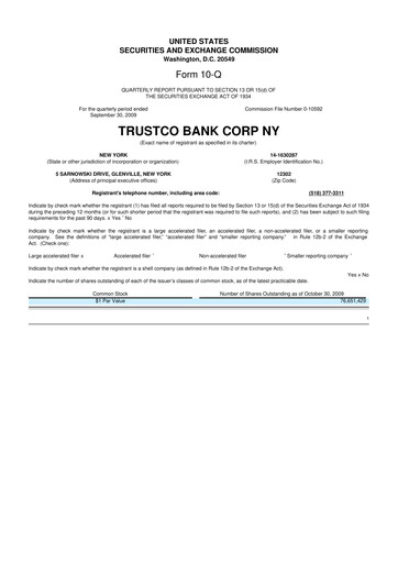 Thumbnail Trustco Bank 10-Q Quarterly Report FY 