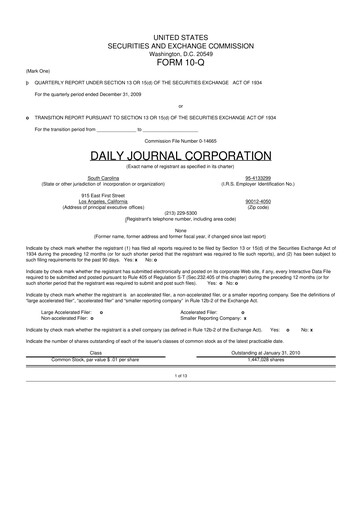 Thumbnail Daily Journal 10-Q Quarterly Report FY 