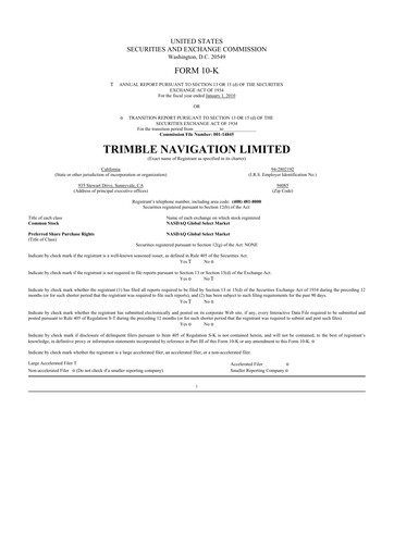 Thumbnail Trimble 10-K Annual Report 