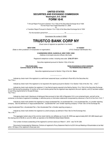 Thumbnail Trustco Bank 10-K Annual Report 