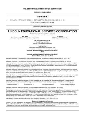 Vorschaubild Lincoln Educational Services 10-K Jahresbericht 