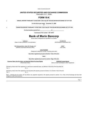 Thumbnail Bank of Marin Bancorp
 10-K Annual Report 