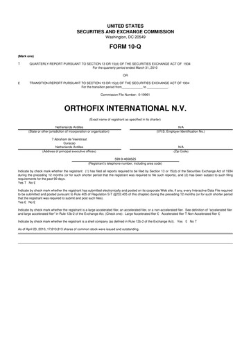 Thumbnail Orthofix Medical
 10-Q Quarterly Report FY 