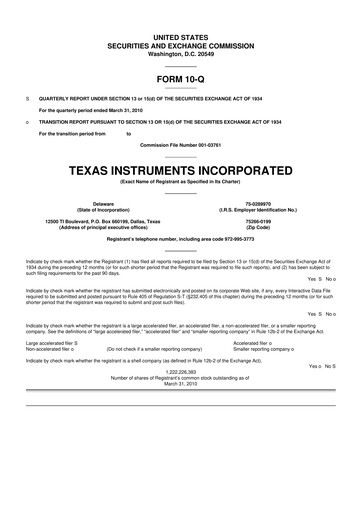 Vorschaubild Texas Instruments 10-Q Quartalsbericht 2010 