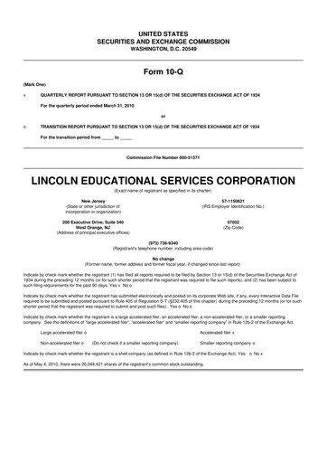 Thumbnail Lincoln Educational Services 10-Q Quarterly Report FY 
