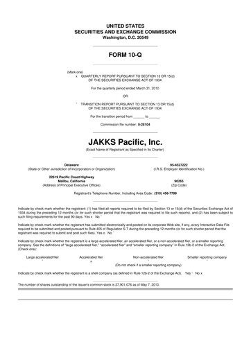 Thumbnail Jakks Pacific
 10-Q Quarterly Report FY 
