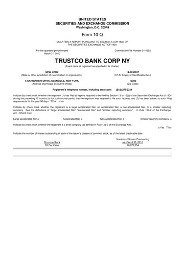 Thumbnail Trustco Bank 10-Q Quarterly Report FY 