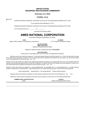 Thumbnail Ames National Corp. 10-Q Quarterly Report FY 