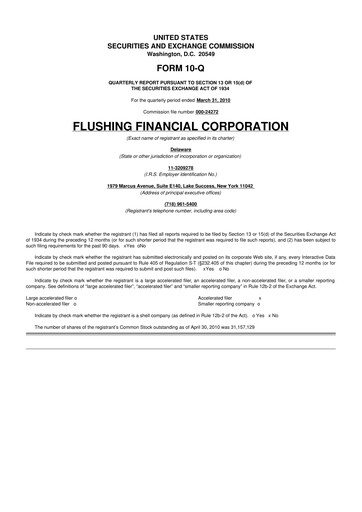 Thumbnail Flushing Financial Corp 10-Q Quarterly Report FY 
