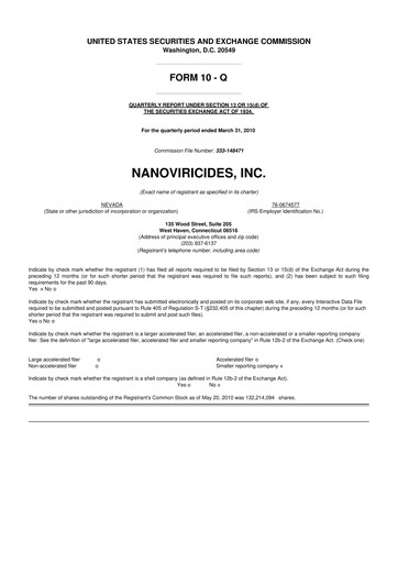 Thumbnail NanoViricides 10-Q Quarterly Report FY 