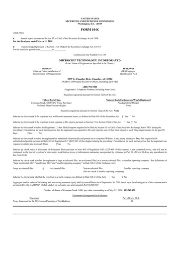 Thumbnail Microchip Technology 10-K Annual Report 2010