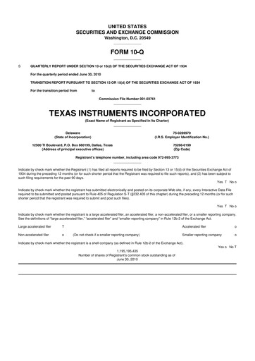 Vorschaubild Texas Instruments 10-Q Quartalsbericht  
