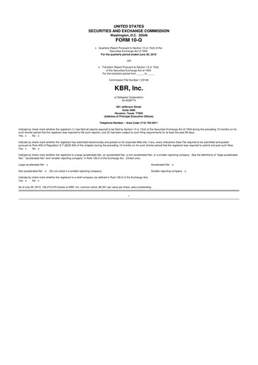 Thumbnail KBR
 10-Q Quarterly Report FY2010 