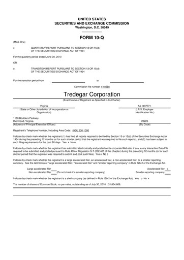 Thumbnail Tredegar 10-Q Quarterly Report FY 