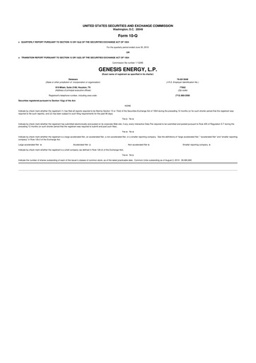 Thumbnail Genesis Energy  L.P. 10-Q Quarterly Report FY 