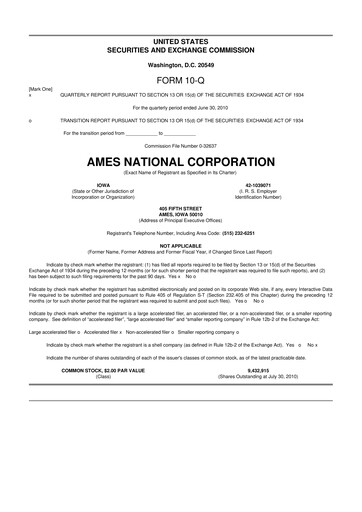 Thumbnail Ames National Corp. 10-Q Quarterly Report FY 