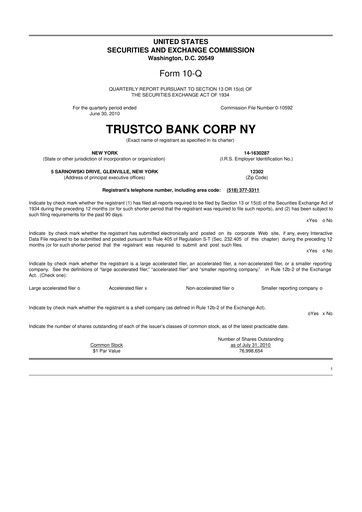 Thumbnail Trustco Bank 10-Q Quarterly Report FY 