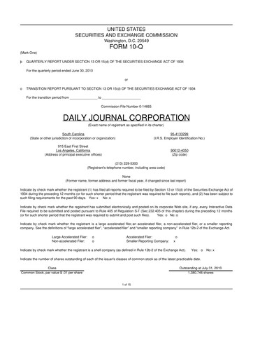 Thumbnail Daily Journal 10-Q Quarterly Report FY 