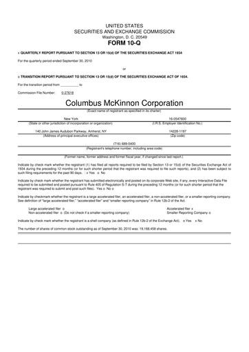 Miniature Columbus McKinnon 10-Q Rapport trimestriel  