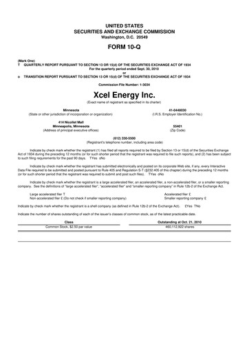 Thumbnail Xcel Energy 10-Q Quarterly Report FY2010 