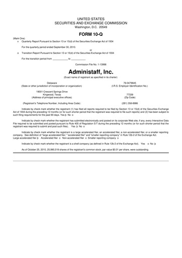 Thumbnail Insperity
 10-Q Quarterly Report FY2010 