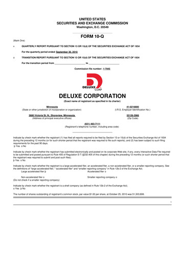 Thumbnail Deluxe Corporation 10-Q Quarterly Report FY2010 