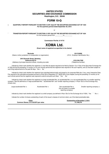 Thumbnail XOMA Royalty 10-Q Quarterly Report FY 