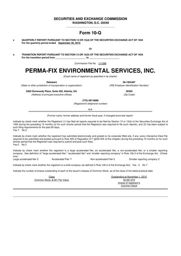 Miniature Perma-Fix Environmental Services 10-Q Rapport trimestriel  