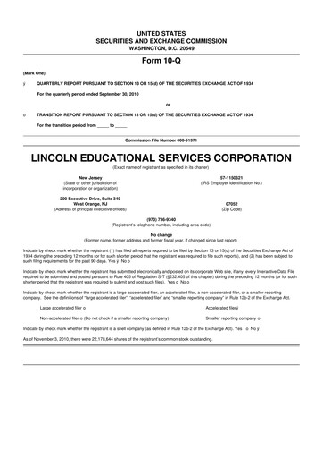 Thumbnail Lincoln Educational Services 10-Q Quarterly Report FY 