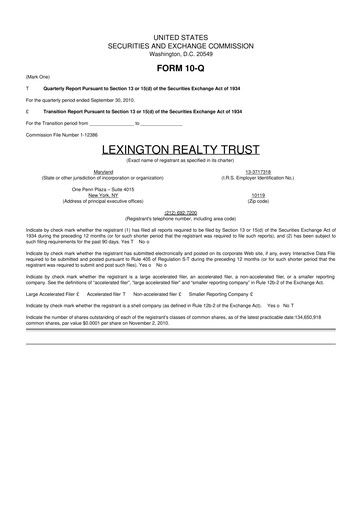 Thumbnail LXP Industrial Trust 10-Q Quarterly Report FY 
