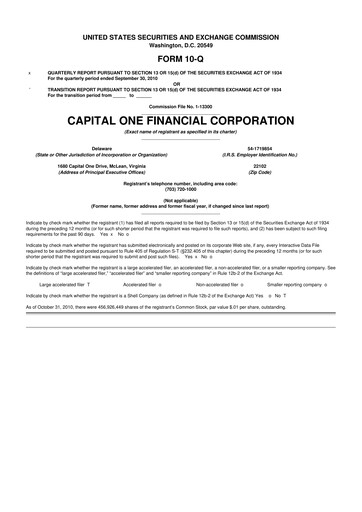 Thumbnail Capital One 10-Q Quarterly Report FY2010 