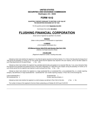 Thumbnail Flushing Financial Corp 10-Q Quarterly Report FY 