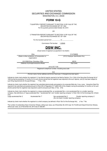 Thumbnail Designer Brands
 10-Q Quarterly Report FY 