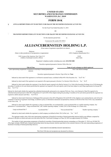 Thumbnail AllianceBernstein 10-K Annual Report 2010