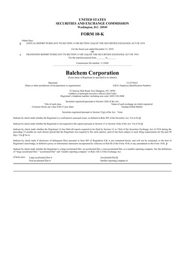 Thumbnail Balchem 10-K Annual Report 