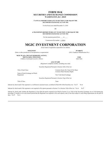 Thumbnail MGIC Investment
 10-K Annual Report 2010