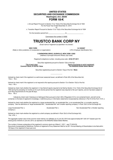 Thumbnail Trustco Bank 10-K Annual Report 