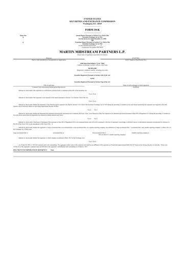 Thumbnail Martin Midstream Partners 10-K Annual Report 