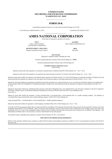 Thumbnail Ames National Corp. 10-K Annual Report 