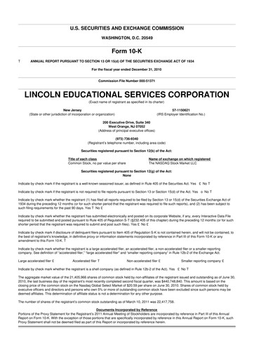 Vorschaubild Lincoln Educational Services 10-K Jahresbericht 
