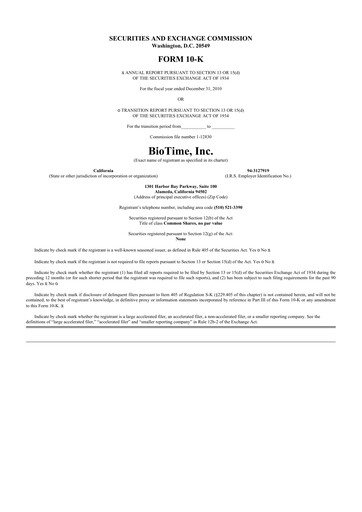 Thumbnail Lineage Cell Therapeutics
 10-K Annual Report 