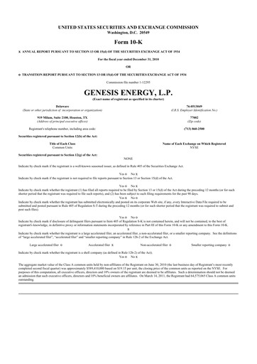 Thumbnail Genesis Energy  L.P. 10-K Annual Report 