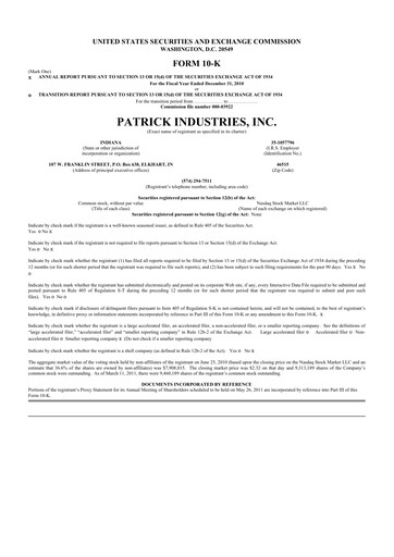 Thumbnail Patrick Industries 10-K Annual Report 