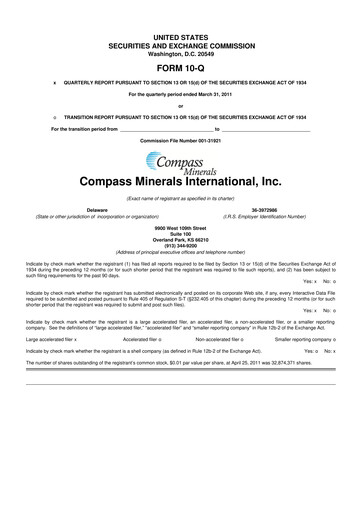 Thumbnail Compass Minerals 10-Q Quarterly Report FY2011 