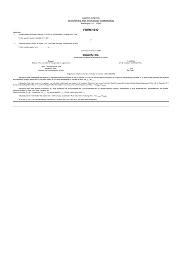 Thumbnail Insperity
 10-Q Quarterly Report FY2011 