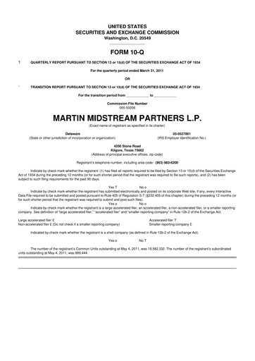 Thumbnail Martin Midstream Partners 10-Q Quarterly Report FY 