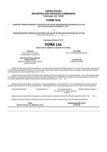 Thumbnail XOMA Royalty 10-Q Quarterly Report FY 