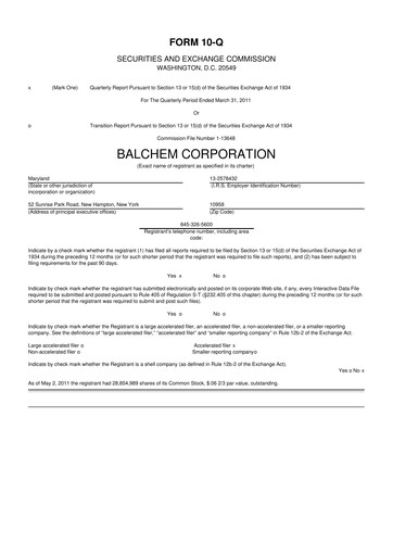 Thumbnail Balchem 10-Q Quarterly Report FY 