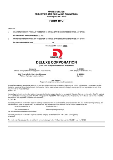 Thumbnail Deluxe Corporation 10-Q Quarterly Report FY2011 